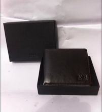 2015 new short paragraph Genuine leather Wallet Mens Wallets Black Brown With box Free Shipping