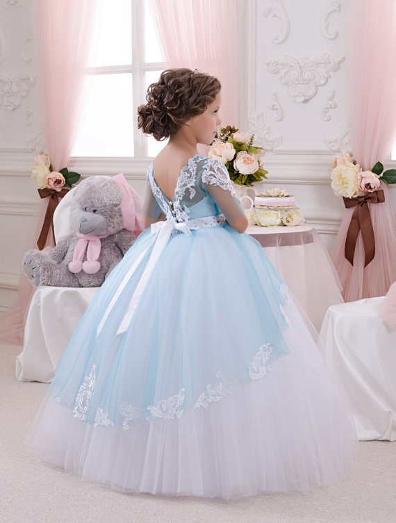 gown for flower girl blue