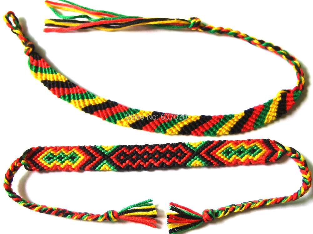 Rasta Friendship Wristband Bracelet Cotton Reggae Jamaica Surfer B0297 296 Jpg