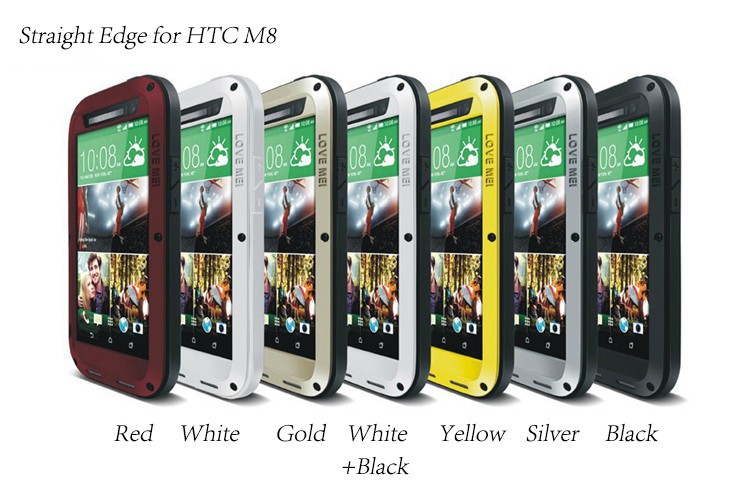 LOVE MEI Extreme Powerful Waterproof Dropproof Metal Case for HTC New One M8 with Gorilla Tempered