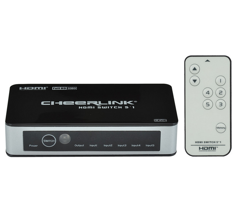 Cheerlink HSW0501BN -  1-Out 1080 P 5- HDMI1.3    w /    - 
