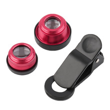 
2016 Newest red 3 In 1 Clip Camera Lens Fish Eye Wide Angle Macro Kit For
