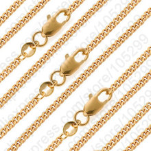 Nice 10PCS 18K GF Stamped Necklace Chains 16-30″ 18K Yellow Gold Filled Flat Curb Necklace Sets Of Pendant Men’s Jewelry Gift