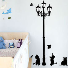 Home Decoration 3 Little Cat under Street Lamp DIY Wall Sticker Wallpaper Art Decor Mural Room Decal Adesivo De Parede Stickers