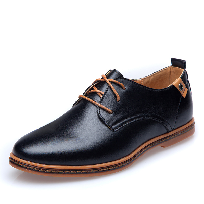 ForU New 2015 Men Shoes Leather Casual Lace up Brown Black Cheap Men Dress Shoes Oxford Men ...