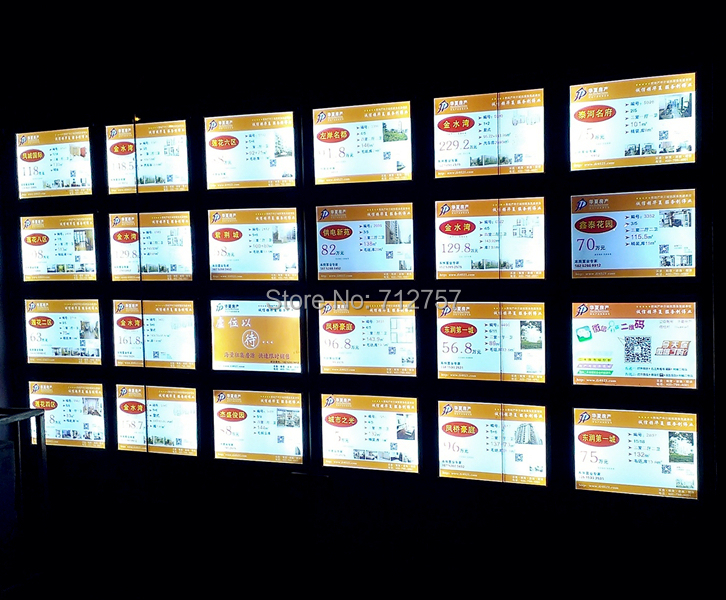 Description Picture 3 of item16PCS A4 Landscape One Side Cable Wire Hanging Acrylic Frame LED Illuminated Panel Advertising Light Boxes for Real Estate Agent