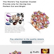 On Sale 18K Rose Gold Plt Big Round Flower Engagement Brand Ring with Multicolor Austrian Crystal