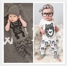 2016 summer style Baby Babe clothing sets cotton little monsters /Bowtie bear kurzarm 2 Piece Baby Clothes