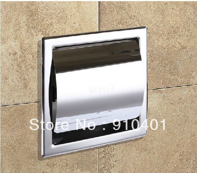 Free Shipping! Modern Square Polished Chrome Brass Toilet Paper Holder Tissue Box Wall Mounted