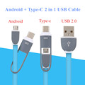 1m 2 in 1 Micro USB to Type c Cable Android Type c USB C Adapter