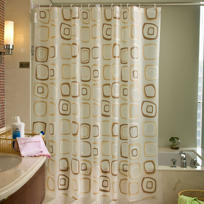 Modern Circles Pattern Mildew-proof PEVA Shower Curtain Waterproof with Hooks for home decor