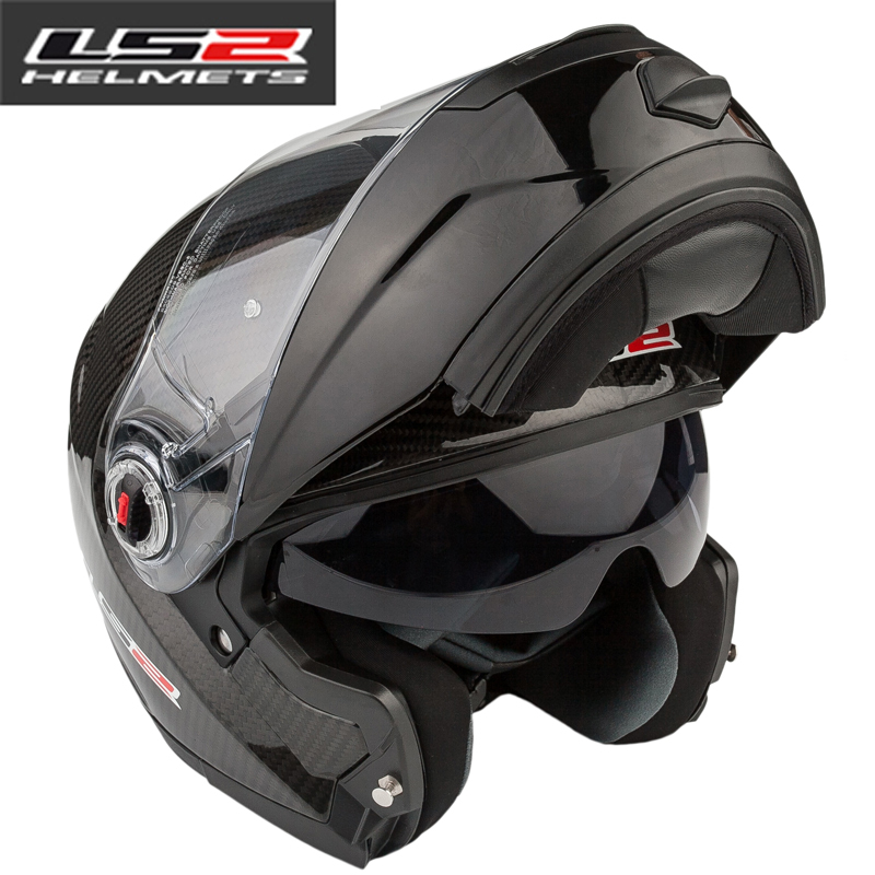 LS2 FF394 carbon fiber helmet dual lens motorcycle Modular Helmets racing Full face helmet