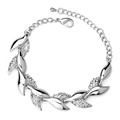 New luxury high quality Rhinestone Bojoux Silver connection Leaves Bracelet for women Valentine female fashion fine