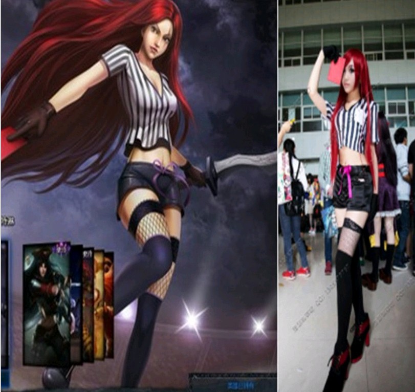 lol cosplay Katarina costume the Sinister Blade suit for Halloween party Couteau costumes include sock glove