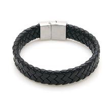 New Fashion Jewelry Black Braided Leather Bracelet Men Stainless Steel Bracelets Bangles De Couro Pulseiras Masculinos