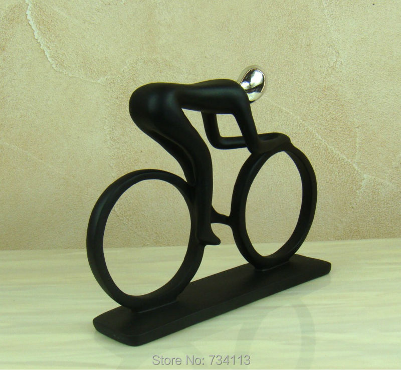 Abstract Bicycle Rider Sculpture Handmade Resin Bike Racing Statue Competition 