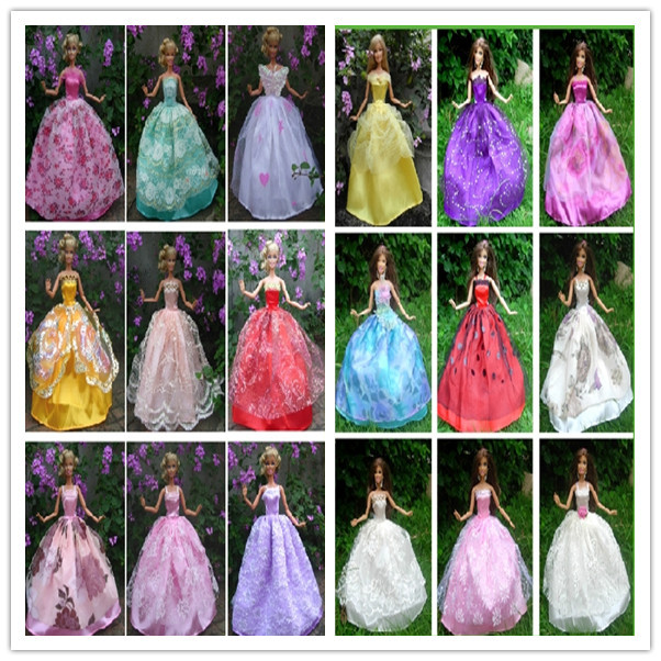 Factory Wholesale 100pcs/lot Fashionable Wedding Dresses for 1/6 30cm Dolls Girl Doll Evening Dress Girl Birthday Christmas Gift
