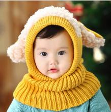 New Fashion Siamese Puppy Scarf Winter New Baby Hat Wool Hat Winter Hat Beanie Hat Hooded Scarf Earflap Knit Cap Toddler Cute
