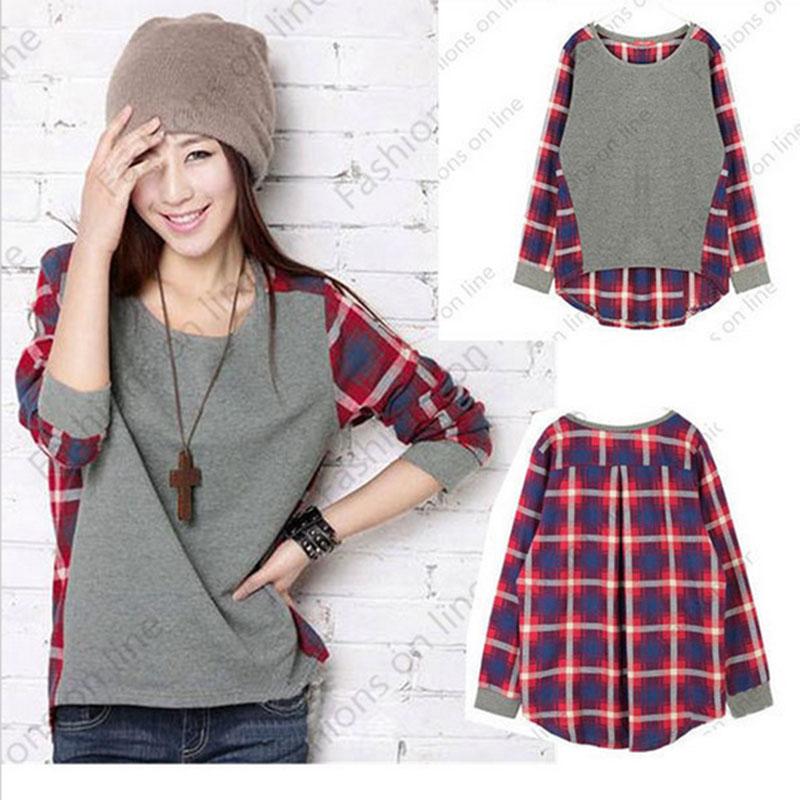 2016 font b Plaid b font Sweatshirt Autumn Long Sleeve Sport Suit Women Short Hoody Casual