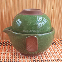 set of 1 ice crack teapot with filter hole 1 ceramic tea cup 2pcs set travel