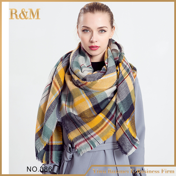 Best selling trendy style fashion font b tartan b font scarf from China