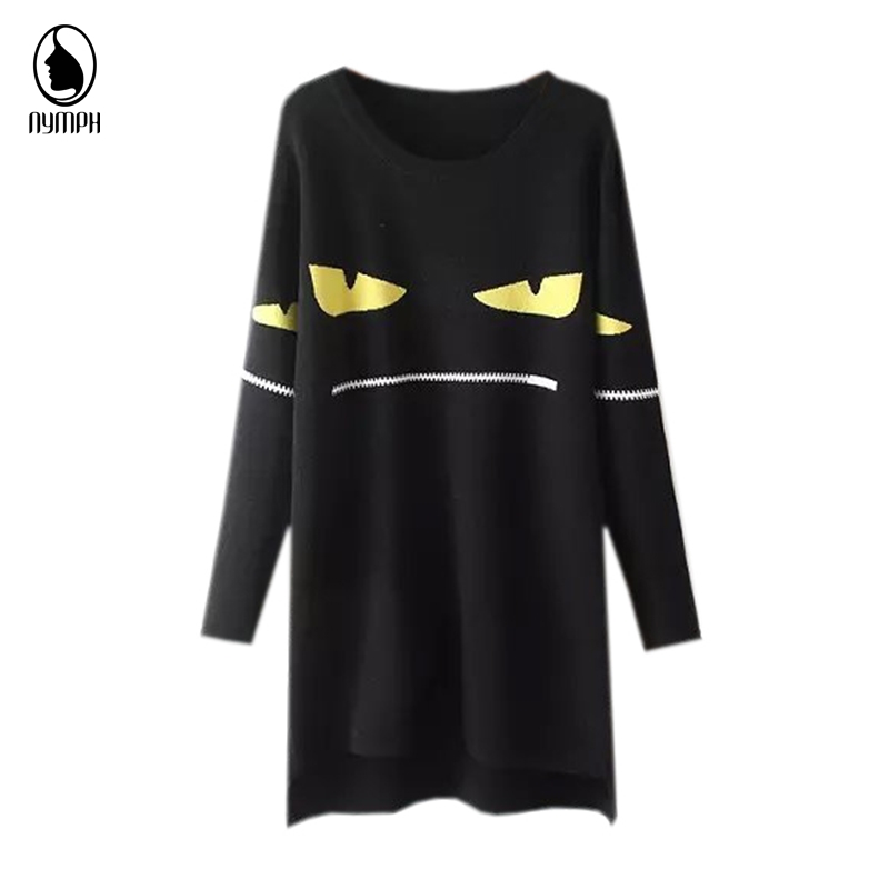 NYMPH Women Sweaters Autumn/Winter Monster Eye Fashion Long Sleeve Outwear Loose Knit Wear Casual Lady Clothes Pullovers W4035