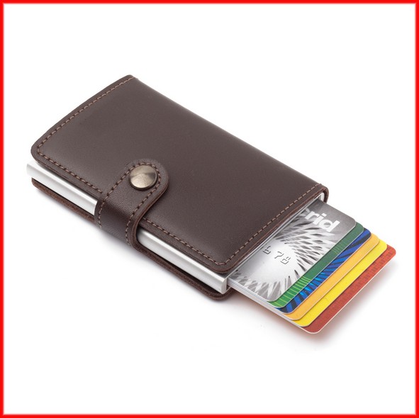 Perfect mens wallet No breaking No bending 16mm flat slim wallet pop up click slide aluminum ...