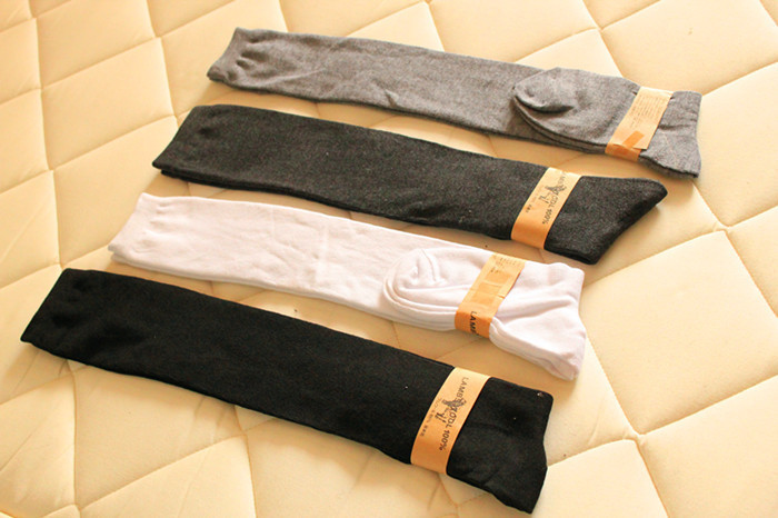 Over The Knee Socks Thigh High Cotton Sock Thinner 5 Colors Black White Light Grey Dark