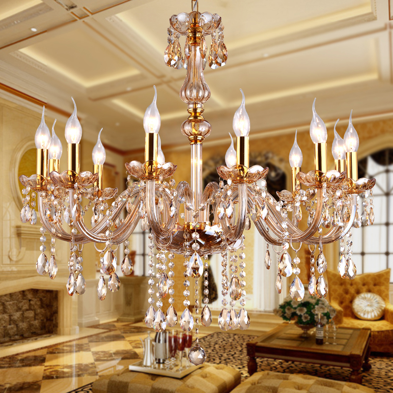 Compra amber crystal led chandeliers online al por mayor de china ... Chandeliers Candelabros decoración