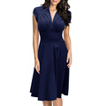 Womens Sexy Dress High Quality V Neck Short Sleeve Autumn Dress Casual Cotton Loose Clothing Vestidos