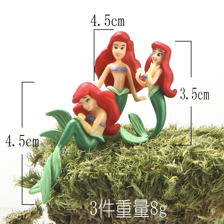 3pcs The Little Mermaid Toys Princess Theme Action Figures