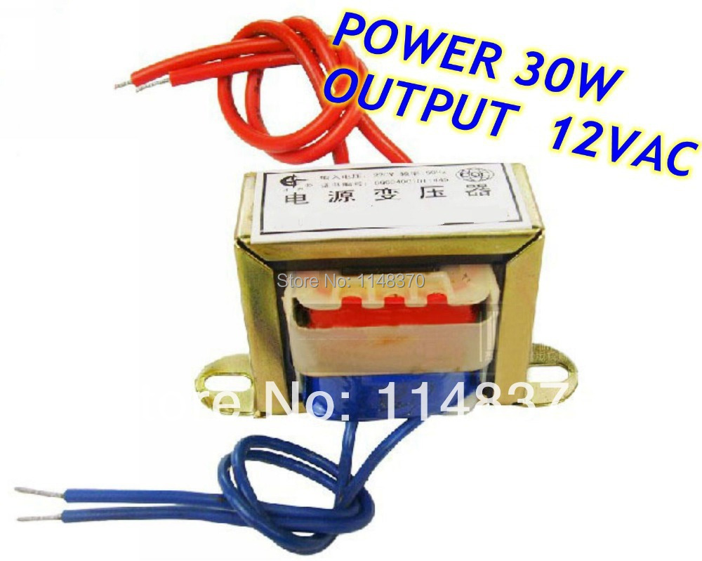 30W EI Ferrite Core Input 220V 50Hz Output 12VAC Vertical Mount Electric Power Transformer