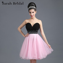 Sarahbridal Sweet Sleeveless Cocktail Dress Tulle Sweetheart Strapless Party Dress Customized Bridesmaid Dress