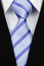 NT0116 Blue Purple Stripe Smooth Classic Silk Polyester Jacquard Woven Man s Business Wedding Luxury Tie