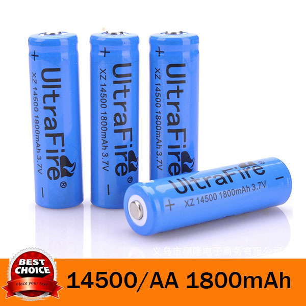 4Pcs 14500 1800mAh 3 7V Li ion Lithium Rechargeable Battery AA Batteries For Cree Led Flashlight
