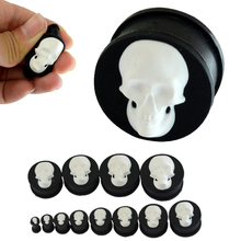 4-25mm White Skull Silicone Ear Plugs Tunnels Organic Gauges Punk Style Flesh Hole Plugs Jewelry Ear Tunnel Plug Body Piercing