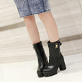 2015 Autumn Suede Fringed Boots Wedge High Heel Mid Calf Wedding Shoe Bridal Shoes Wild Section