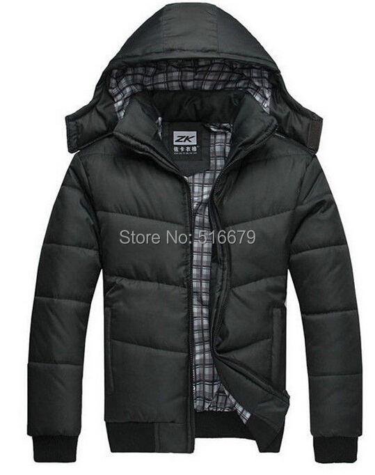 Winter Coat Men quilted black puffer jacket warm fashion male overcoat parka outwear cotton padded hooded