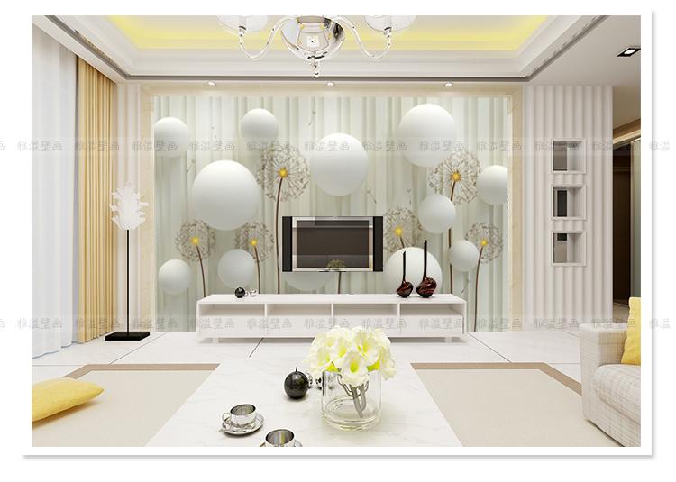 Dandelion With Romantic 3d Ball Photo Wallpaper Living Room
