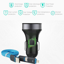 ROCK Turbo Bullet Qualcomm Quick Charge 2.0 USB Car-Charger For Meizu M3 Note Meizu MX5 And Other phones USB Car Charger+Cable