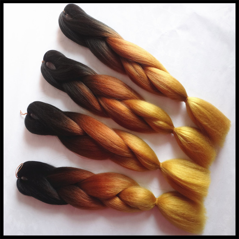Ombre Kanekalon Braiding Hair Synthetic Jumbo Braiding Hair Three