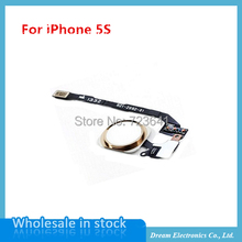 10pcs/lot NEW Home Button Flex Ribbon Cable Touch ID Sensor Assembly For iPhone 5S black/white/gold Repair part Free shipping