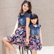 Family Set Fashion Denim Dress Clothes for Mother and Daughter Family Clothes Girls Dresses Clothing, DR01