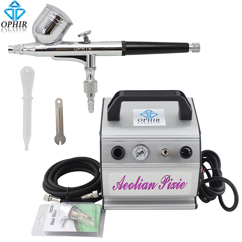 OPHIR Airbrushing Gravity Paint Dual Action Airbrush Compressor Kit for Hobby Tattoo#AC042