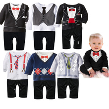 2015 new newborn baby rompers clothing baby boys clothes tie gentleman bow leisure toddler one pieces