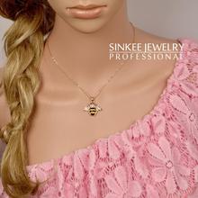 Cute Solid Little Bee Pendant Animal Necklace for Women 18K Rose Gold Plated Brand Jewelry XL399