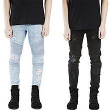 Runway Rider Mens Skinny Slim Fit Motorcycle Washed Vintage Ripped Washed Hip Hop Elastic Denim Pants Biker Jeans For Men
