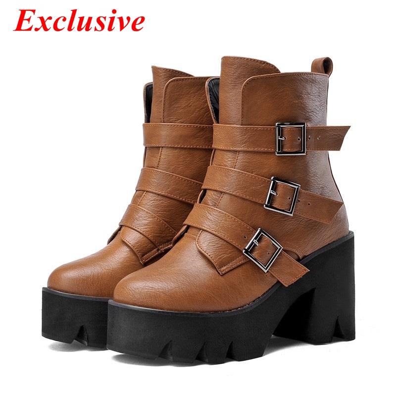 Metal decorative belt buckle wild section Beige Yellow Black Simple atmosphere Ankle boots Duantong Fashion warm winter boots