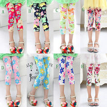 Age 3-10Years Children Clothing Girls Pants Summer 2016 New Flowers Butterfly Print Leggings Kids Trousers Capris