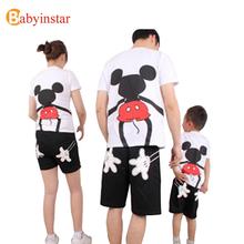 2016 Family Look Summer Short Sleeve Cute Cartoon Mouse T Shirt Mother Daughter Father Son Family